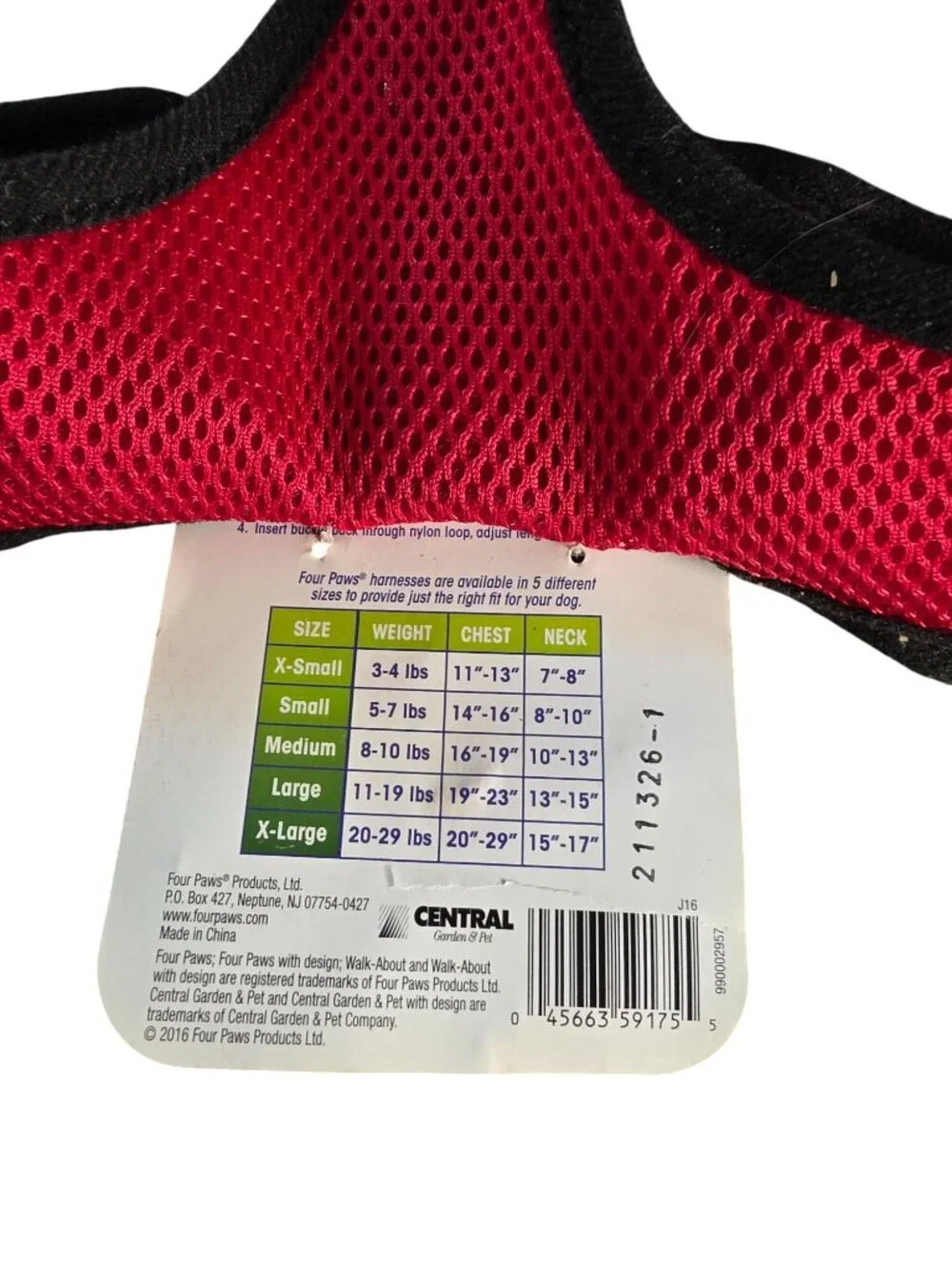 Walk-About Comfort Control Dog Harness Large Red Adjustable Lightweight Mesh Fab